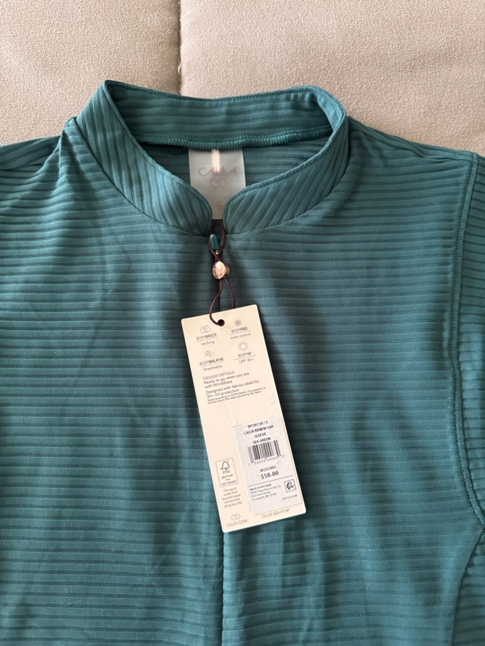 NWT Calia Golf Renew Cap Sleeve Polo | Sea Green - Picture 5 of 8